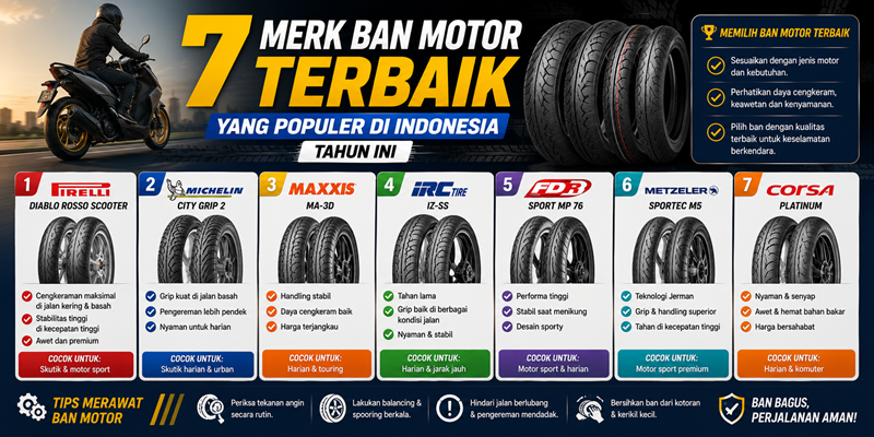 7 Merk Ban Motor Terbaik yang Populer di Indonesia Tahun Ini