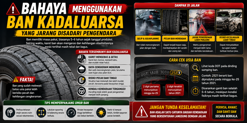 Bahaya Menggunakan Ban Kadaluarsa yang Jarang Disadari Pengendara