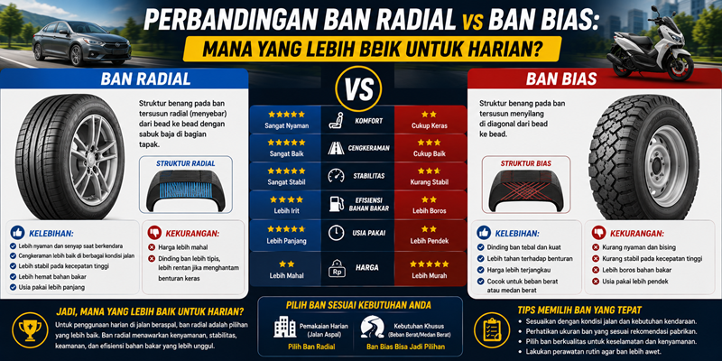 Perbandingan Ban Radial vs Ban Bias Mana yang Lebih Baik untuk Harian