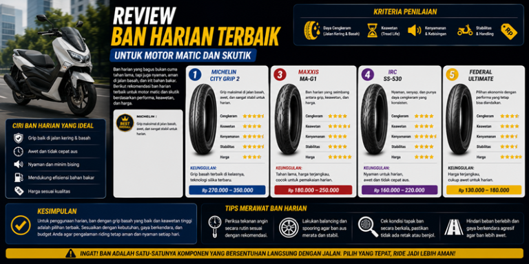 Review Ban Harian Terbaik untuk Motor Matic dan Skutik