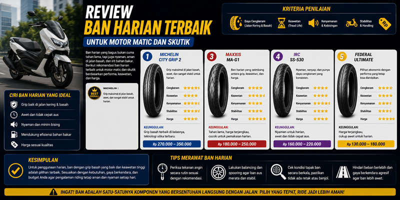 Review Ban Harian Terbaik untuk Motor Matic dan Skutik